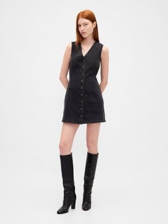 Vestido mini de mezclilla con cuello en V