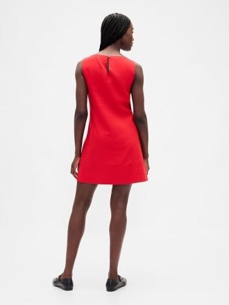 Vestido mini recto de mezcla de lino