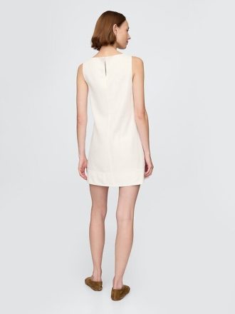 Vestido mini recto de mezcla de lino