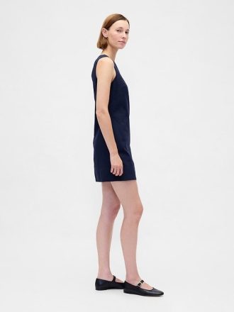 Vestido mini recto de mezcla de lino