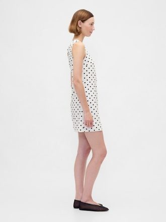 Vestido mini recto de mezcla de lino