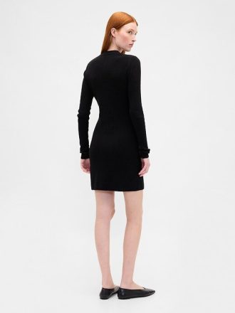 Vestido mini tipo suéter con bolsillos de canalé CashSoft