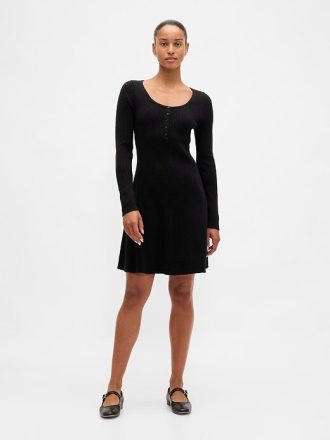 Vestido mini tipo suéter de canalé CashSoft