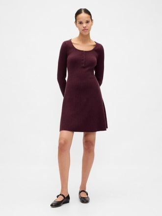 Vestido mini tipo suéter de canalé CashSoft