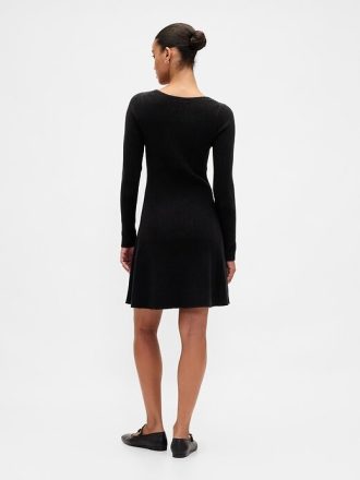 Vestido mini tipo suéter de canalé CashSoft