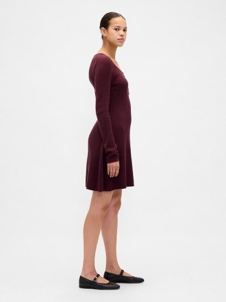 Vestido mini tipo suéter de canalé CashSoft
