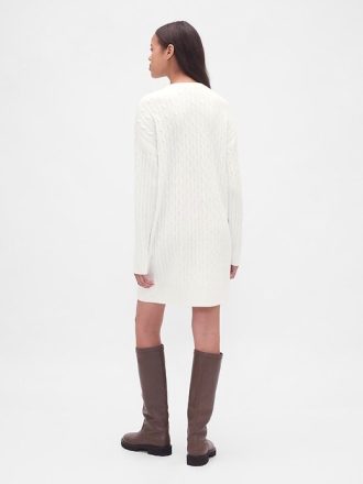 Vestido mini tipo suéter de punto trenzado CashSoft
