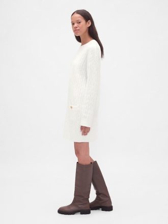 Vestido mini tipo suéter de punto trenzado CashSoft