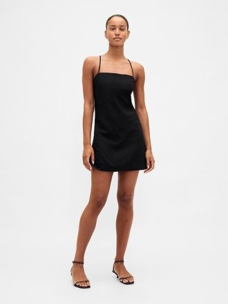 Vestido minifalda de mezcla de lino