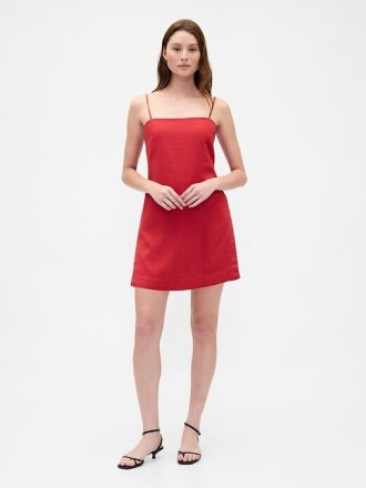 Vestido minifalda de mezcla de lino