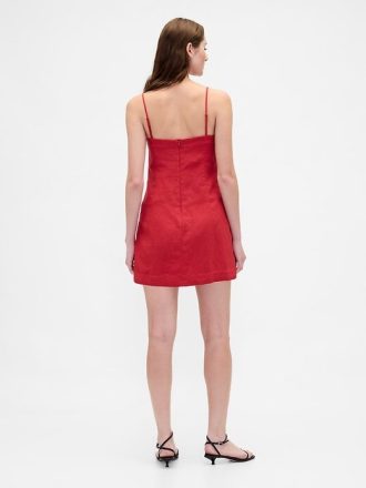 Vestido minifalda de mezcla de lino