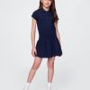 Vestido polo de cintura baja para uniforme infantil Vestido polo de cintura baja para uniforme infantil