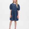 Vestido vaquero con mangas abullonadas para niños Vestido vaquero con mangas abullonadas para niños