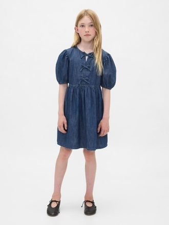 Vestido vaquero con mangas abullonadas para niños