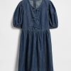 Vestido vaquero con mangas abullonadas para niños Vestido vaquero con mangas abullonadas para niños