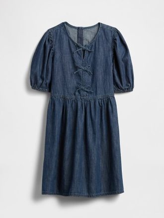 Vestido vaquero con mangas abullonadas para niños