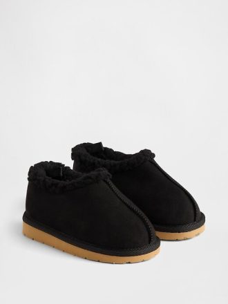 Zapatos de ante vegano para niños pequeños con forro de sherpa