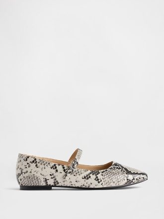 Zapatos planos Mary Jane con estampado de serpiente