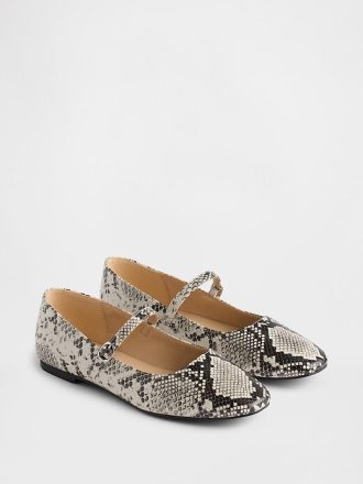Zapatos planos Mary Jane con estampado de serpiente